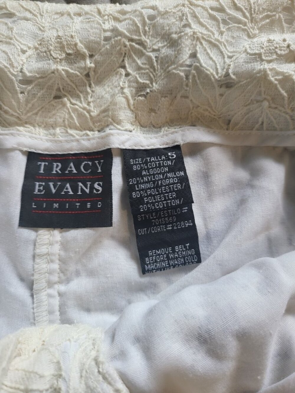 NWT Tracy Evans Lace Shorts Belt 5 Ivory Floral Belted Coquette Festival Y2K - Picture 9 of 9